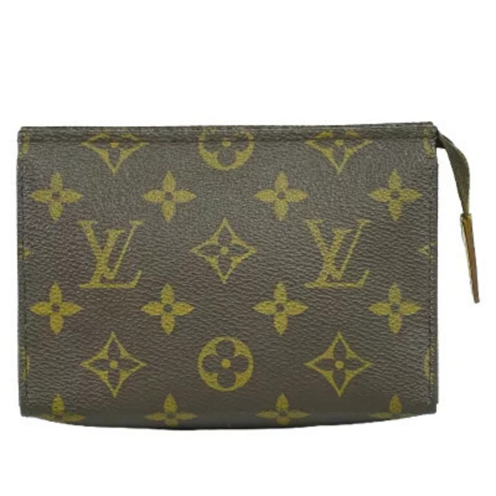Louis Vuitton LV Pochette Toilette Monogram Pouch Canvas Leather Brown